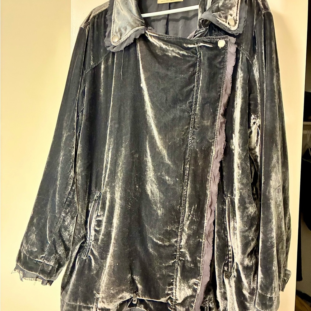 Free People Deep Purple House Party Velvet Moto Jacket